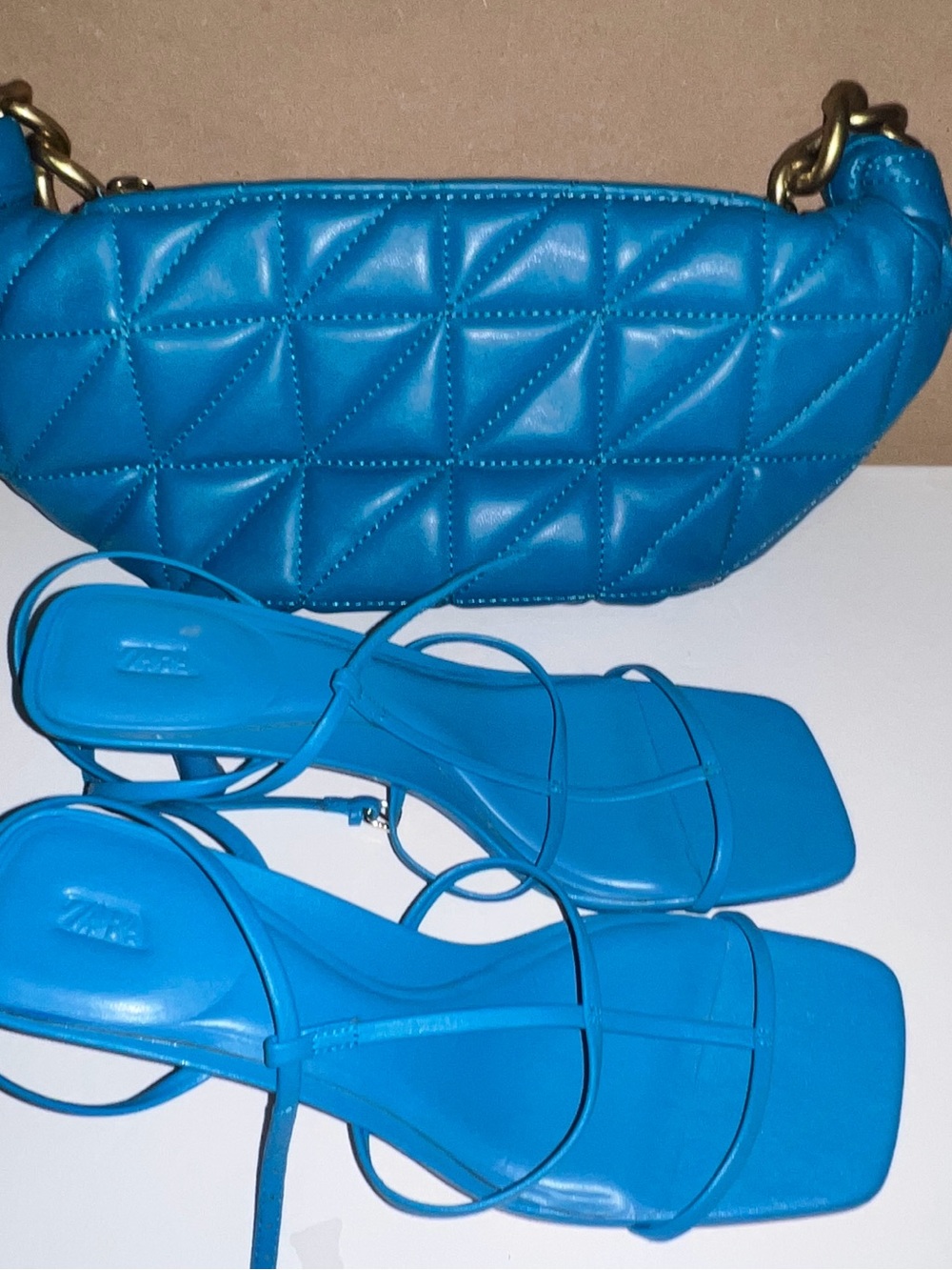 Women’s Strappy Sandals in Bright Blue - Zara